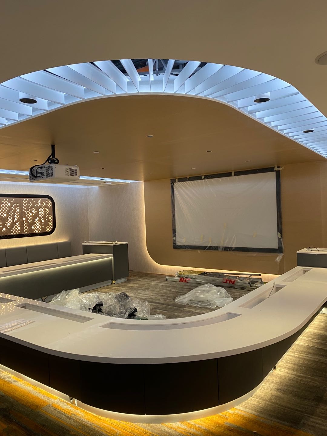 Reception Counters and Feature Joinery Installation for Corporate Offices corporate office interior fit-out in singapore