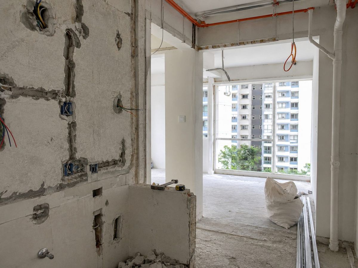 Timber backing and framing installed inside a stud wall before closing