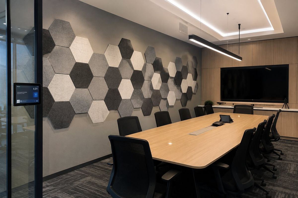 Acoustic panels installed in a modern Singapore boardroom