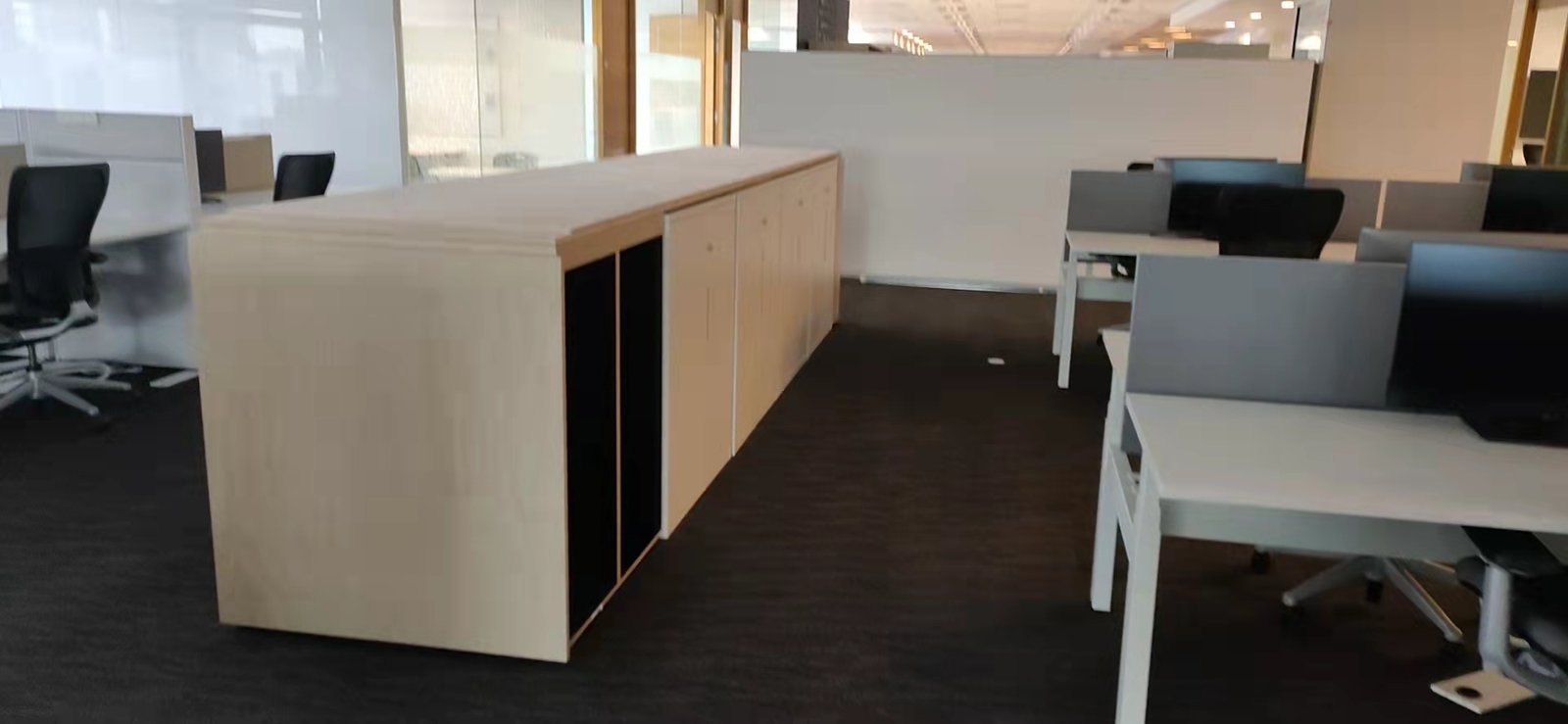Fitted storage unit completed and made good against the surrounding finishes