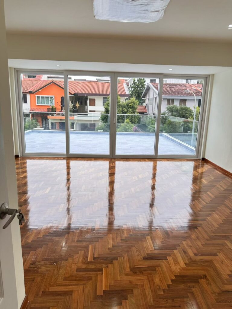 Reinstatement at the End of a Commercial Lease in Singapore Empty room stripped back to the original floor finish ready for handback