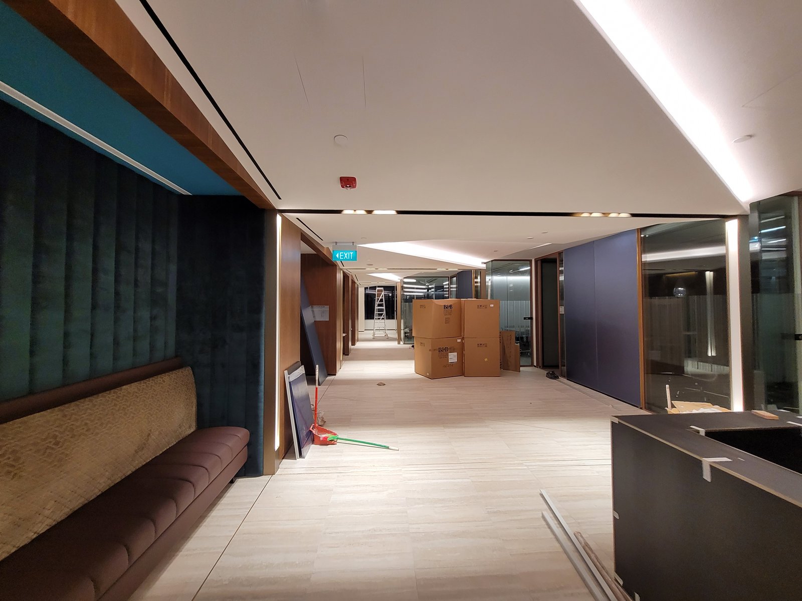 Imported Furniture Protection After Installation in Singapore: Preventing Damage Before FF&E Handover protected corridor completed joinery singapore